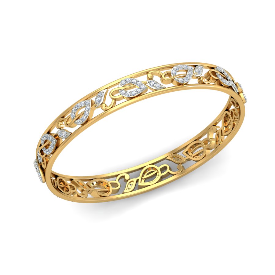 1.38Ct 14k Yellow Gold Natural Diamond Bangle |SolitaireKart